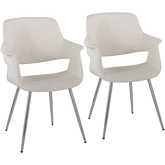 Vintage Flair Dining Accent Chair in Chrome & Cream Velvet (Set of 2)